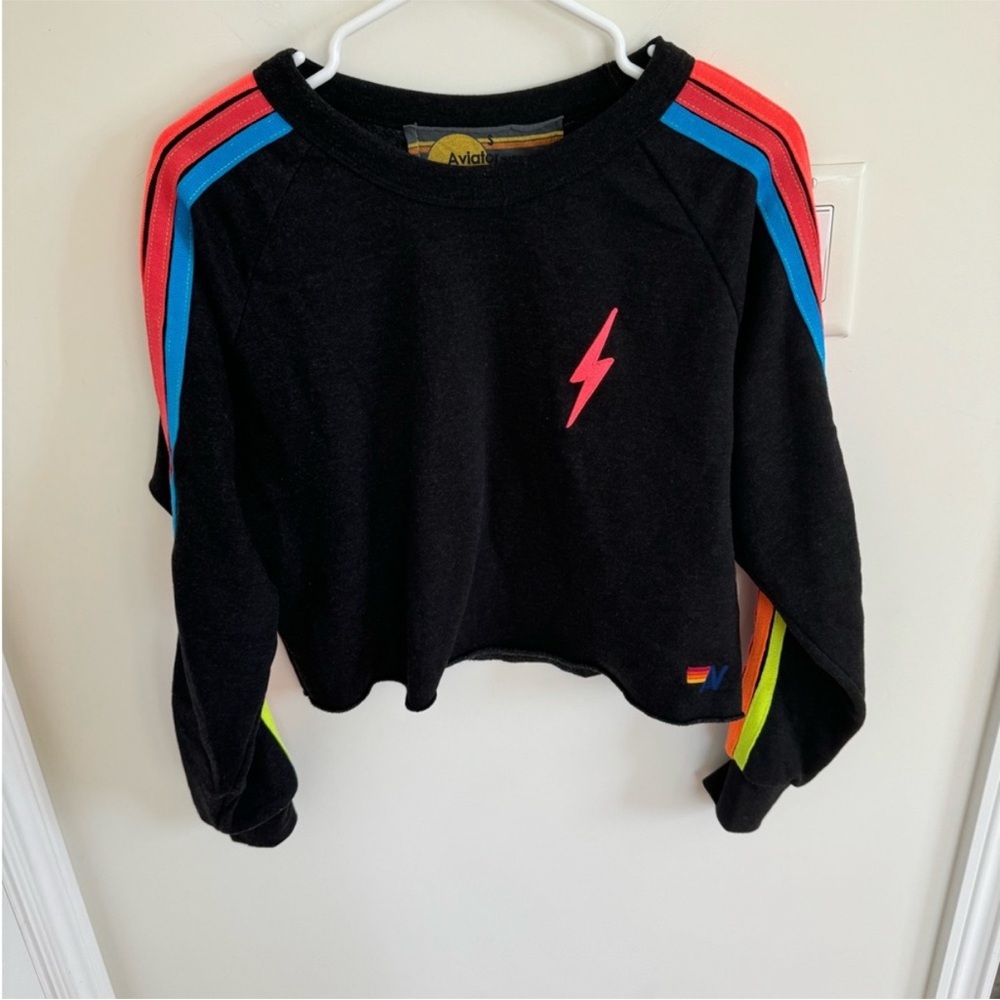 Aviator Nation Bolt Cropped Classic Sweatshirt Small